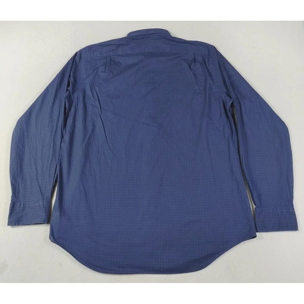 Polo Ralph Lauren Shirt Mens Large Blue Micro Print Button Down Business Casual